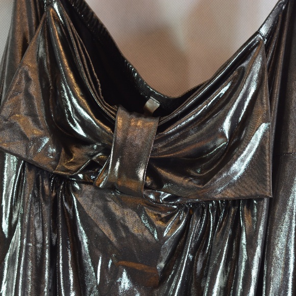 Silver Lamae Strapless Dress SZ S - Picture 5 of 7